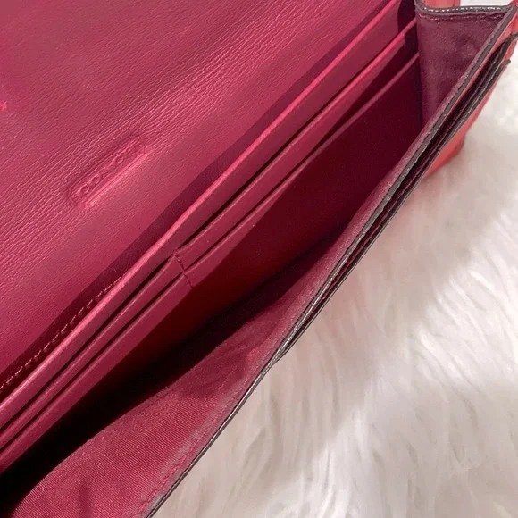 COACH color block long line wallet snap closure card compartments leather - Picture 9 of 12